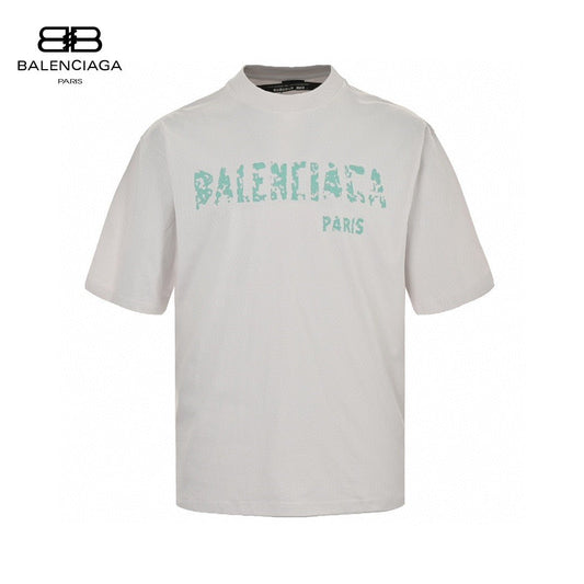 Balenciaga Distressed Logo T-shirt In - White Unisex Streetwear Limited Edition - The Balenciaga Distressed Logo T-Shirt in white is a stylish addition to any casual wardrobe.