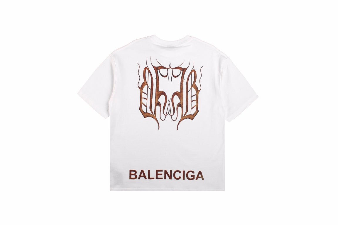 BALENCIAGA Double B Logo T-shirt - White Unisex Streetwear Limited Edition - The BALENCIAGA DOUBLE B LOGO T-SHIRT WHITE - REPLICA embodies luxury minimalism with a sleek