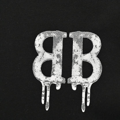 Camiseta Balenciaga con logo BB goteando (negra)