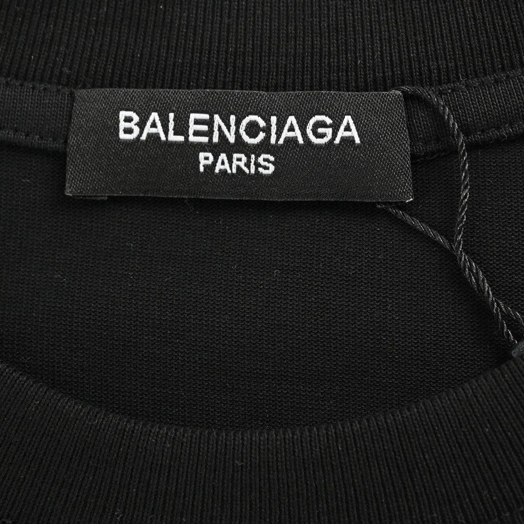 Camiseta Balenciaga con logo BB goteando (negra)