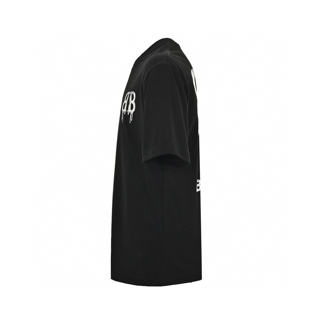 Balenciaga Dripping Bb Logo T-shirt (black) Unisex Streetwear Limited Edition - The Balenciaga Dripping BB Logo T-Shirt in black is a bold and stylish piece that