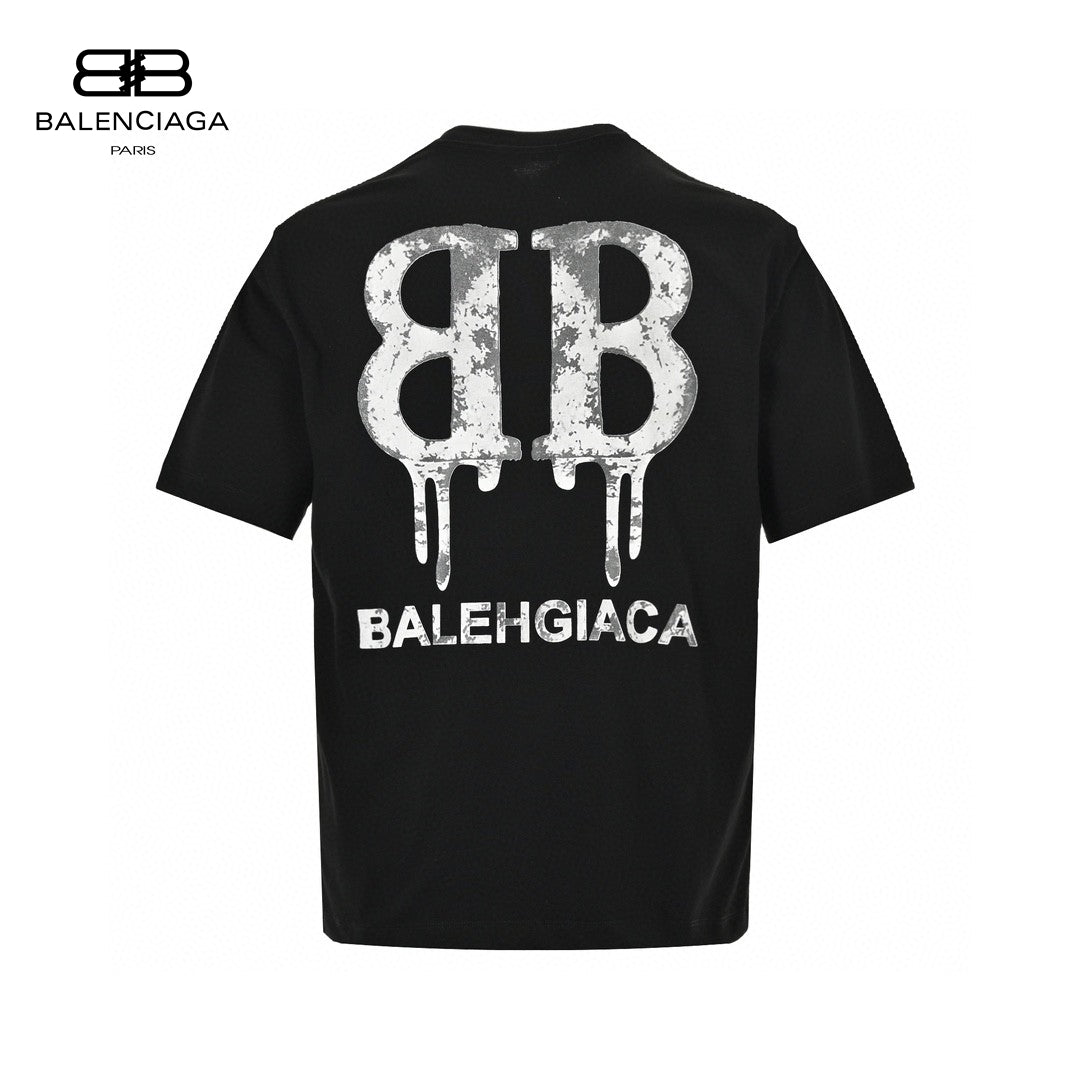 Balenciaga Dripping Bb Logo T-shirt (black) Unisex Streetwear Limited Edition - The Balenciaga Dripping BB Logo T-Shirt in black is a bold and stylish piece that
