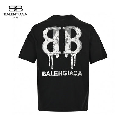 Balenciaga Dripping Bb Logo T-shirt (black) Unisex Streetwear Limited Edition - The Balenciaga Dripping BB Logo T-Shirt in black is a bold and stylish piece that