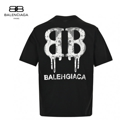 Balenciaga Dripping Bb Logo T-shirt (black) Unisex Streetwear Limited Edition - The Balenciaga Dripping BB Logo T-Shirt in black is a bold and stylish piece that