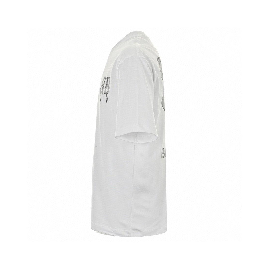 Balenciaga Dripping Bb Logo T-shirt (white) Unisex Streetwear Limited Edition - The Balenciaga Dripping BB Logo T-Shirt in white is a statement piece that combines simplicity