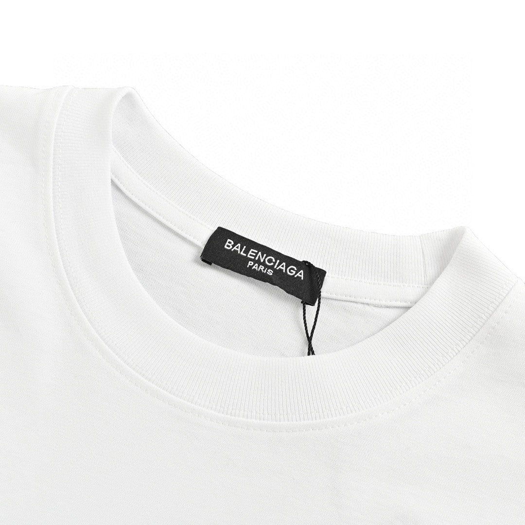 Balenciaga Dripping Bb Logo T-shirt (white) Unisex Streetwear Limited Edition - The Balenciaga Dripping BB Logo T-Shirt in white is a statement piece that combines simplicity