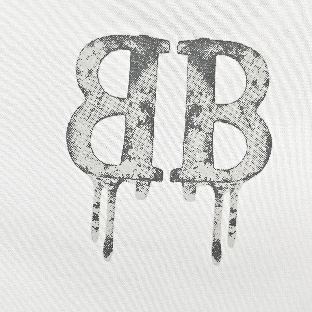 Camiseta Balenciaga con logo BB goteando (blanca)