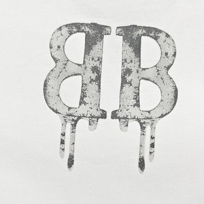 Camiseta Balenciaga con logo BB goteando (blanca)