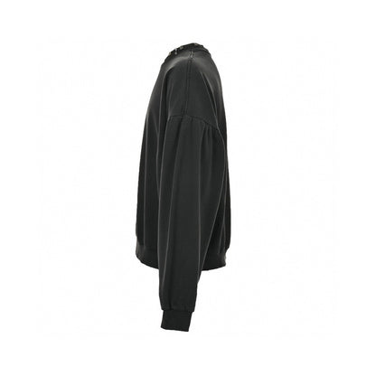 Balenciaga Embellished Collar Sweatshirt - Black Unisex Streetwear Limited Edition - This Balenciaga sweatshirt features a minimalist black design with an embellished collar. The long sleeves