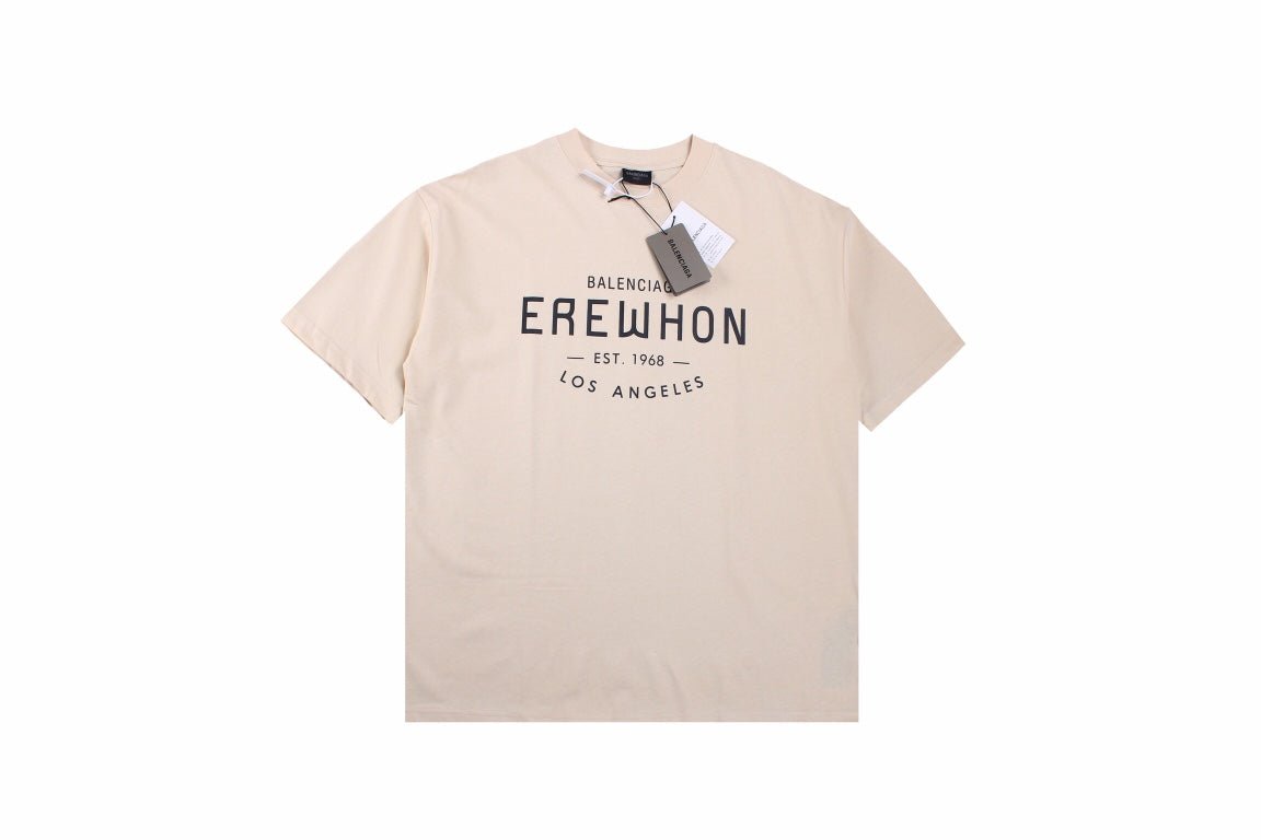 Balenciaga Erewhon T-shirt (beige) Unisex Streetwear Limited Edition - <span>Beige t-shirt featuring the text 'Balenciaga Erewhon Est. 1968 Los Angeles' on the front. Crafted