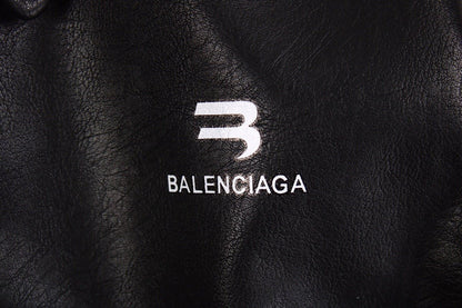 BALENCIAGA Fau - Leather Jacket - Black Unisex Streetwear Limited Edition