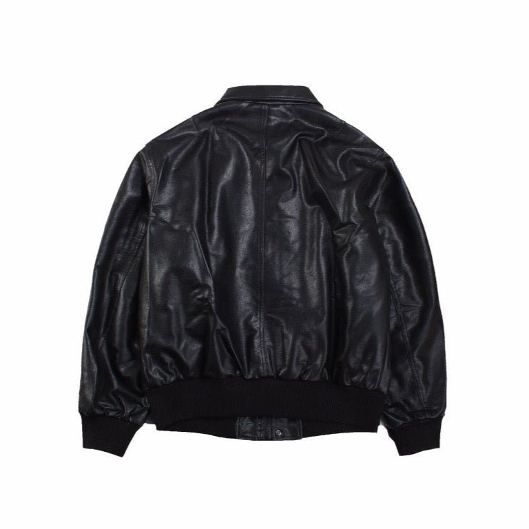 BALENCIAGA Fau - Leather Jacket - Black Unisex Streetwear Limited Edition