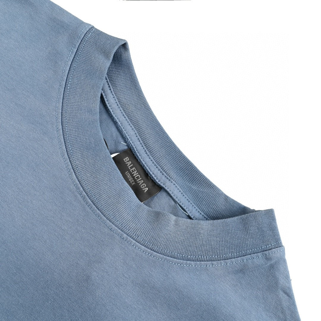 Balenciaga Flame Graphic T-shirt (blue) Unisex Streetwear Limited Edition - This blue Balenciaga T-shirt features an eye-catching flame graphic logo across the front, adding a