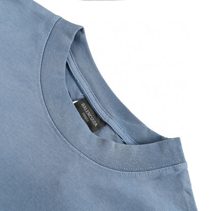Balenciaga Flame Graphic T-shirt (blue) Unisex Streetwear Limited Edition - This blue Balenciaga T-shirt features an eye-catching flame graphic logo across the front, adding a