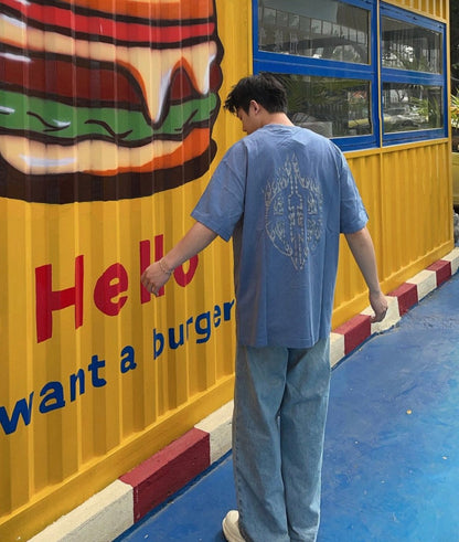 Camiseta Balenciaga con logo de llama (azul)