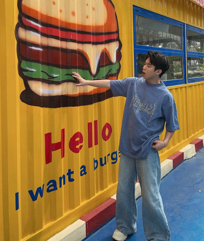 Camiseta Balenciaga con logo de llama (azul)