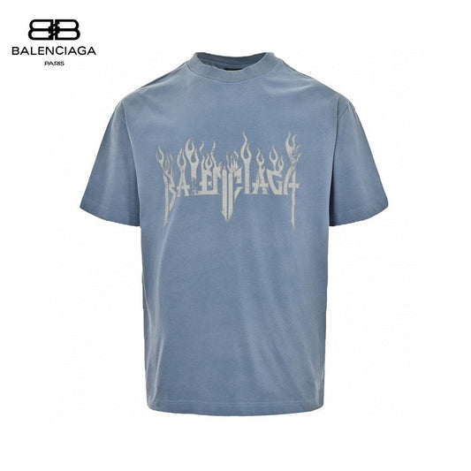 Balenciaga Flame Logo T-shirt (blue) Unisex Streetwear Limited Edition - This blue Balenciaga t-shirt brings a fiery edge to your casual wardrobe. Made from premium