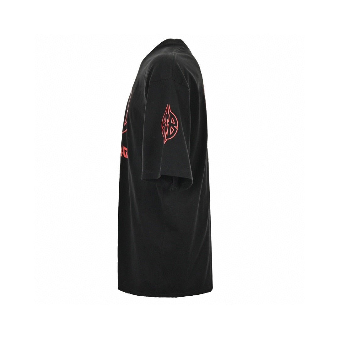 Balenciaga Gothic Logo T-shirt (black) Unisex Streetwear Limited Edition - This black Balenciaga T-shirt features a striking red gothic logo prominently displayed on the front