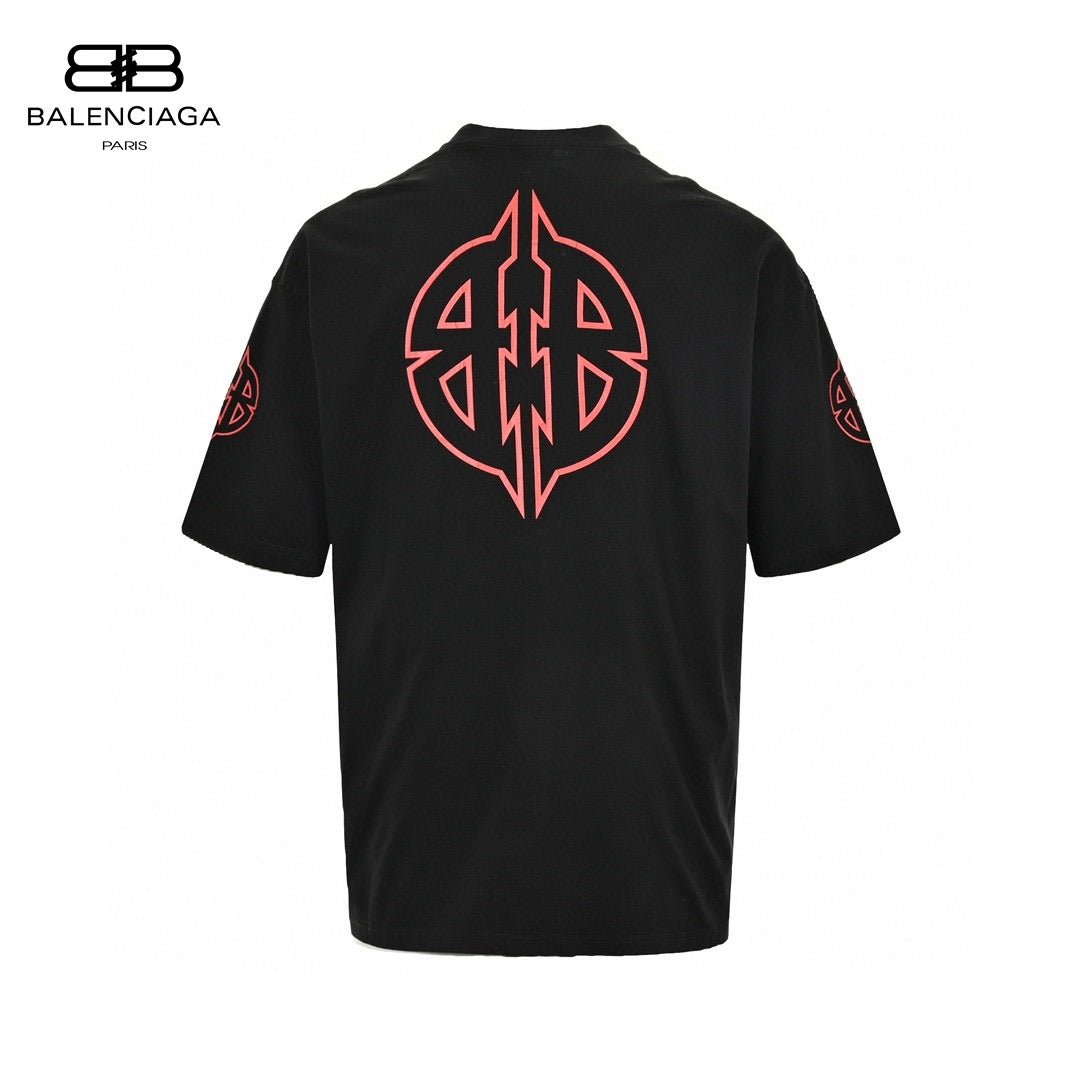Balenciaga Gothic Logo T-shirt (black) Unisex Streetwear Limited Edition - This black Balenciaga T-shirt features a striking red gothic logo prominently displayed on the front