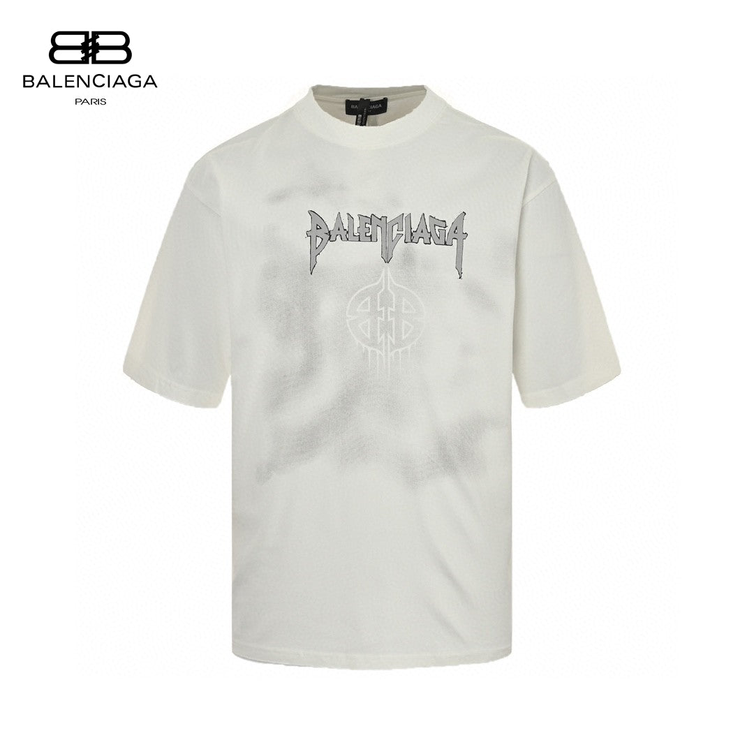Balenciaga Gothic Logo T-shirt (white) Unisex Streetwear Limited Edition - The Balenciaga Gothic Logo T-Shirt in white is a bold and contemporary piece that combines