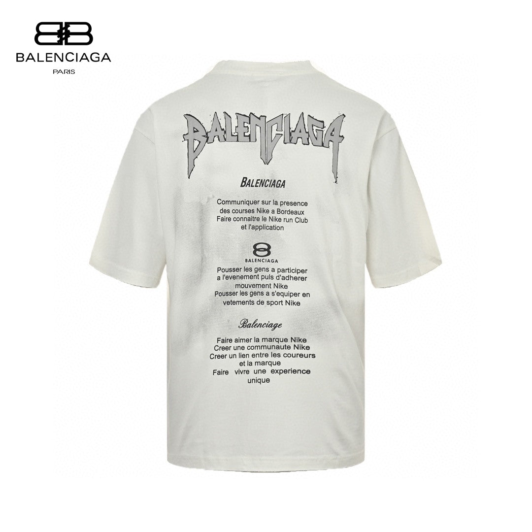 Balenciaga Gothic Logo T-shirt (white) Unisex Streetwear Limited Edition - The Balenciaga Gothic Logo T-Shirt in white is a bold and contemporary piece that combines