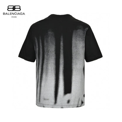 Balenciaga Gradient Stripe T-shirt - Black Unisex Streetwear Limited Edition - This Balenciaga t-shirt features a striking gradient design with vertical black and gray stripes. Made
