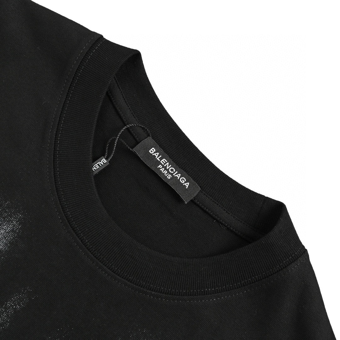 Balenciaga Gradient Stripe T-shirt - Black Unisex Streetwear Limited Edition - This Balenciaga t-shirt features a striking gradient design with vertical black and gray stripes. Made