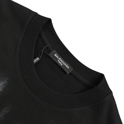 Balenciaga Gradient Stripe T-shirt - Black Unisex Streetwear Limited Edition - This Balenciaga t-shirt features a striking gradient design with vertical black and gray stripes. Made