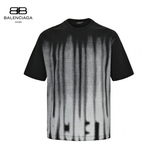 Balenciaga Gradient Stripe T-shirt - Black Unisex Streetwear Limited Edition - This Balenciaga t-shirt features a striking gradient design with vertical black and gray stripes. Made