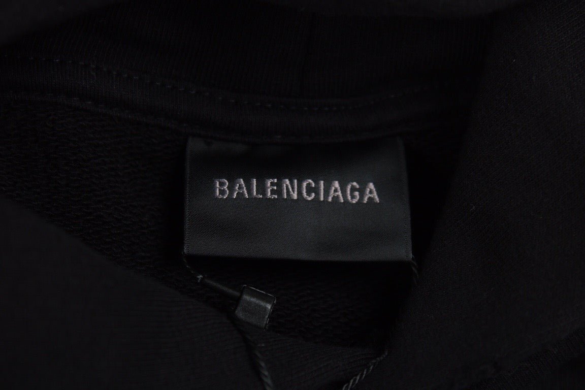 SUDADERA CON CAPUCHA BALENCIAGA CON LOGOTIPO DE GRAFFITI, NEGRA