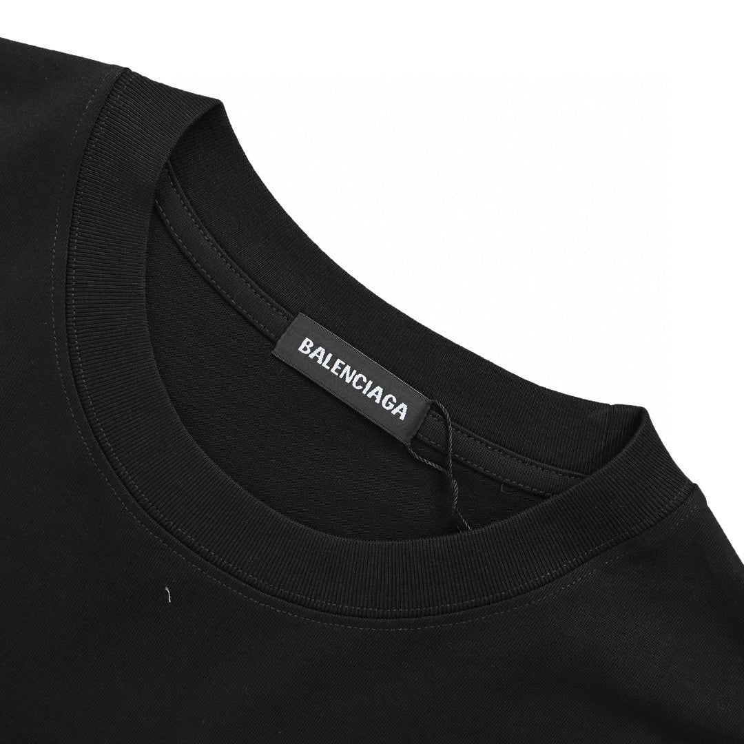 Balenciaga Graffiti Logo T-shirt - Black Unisex Streetwear Limited Edition - This Balenciaga t-shirt features a minimalist design with a graffiti-style 'Balenciaga' logo on the chest.