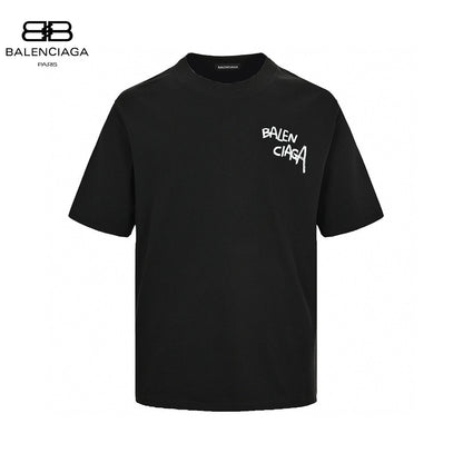 Balenciaga Graffiti Logo T-shirt - Black Unisex Streetwear Limited Edition - This Balenciaga t-shirt features a minimalist design with a graffiti-style 'Balenciaga' logo on the chest.