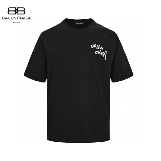 Balenciaga Graffiti Logo T-shirt - Black Unisex Streetwear Limited Edition - This Balenciaga t-shirt features a minimalist design with a graffiti-style 'Balenciaga' logo on the chest.