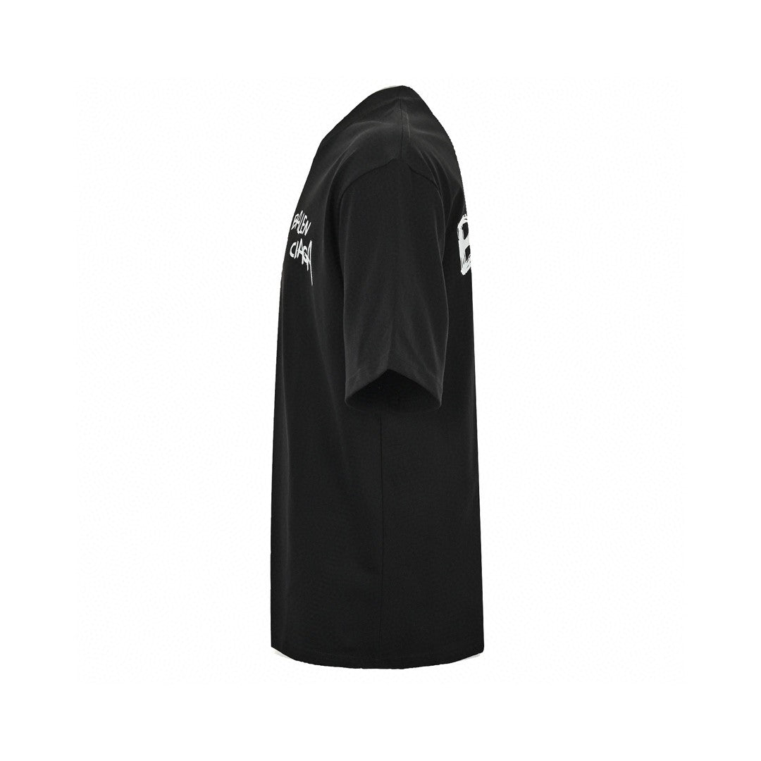 Balenciaga Graffiti Logo T-shirt - Black Unisex Streetwear Limited Edition - This Balenciaga t-shirt features a minimalist design with a graffiti-style 'Balenciaga' logo on the chest.