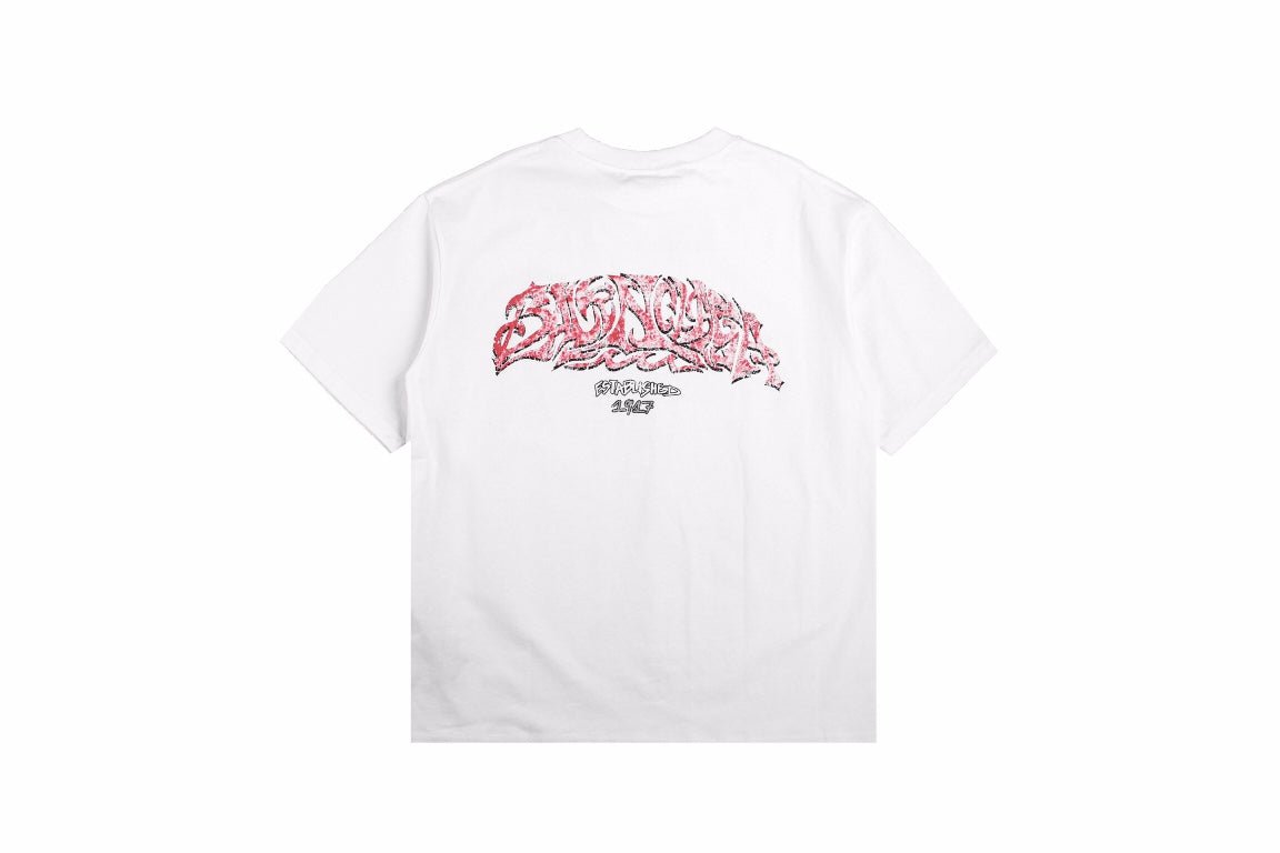 BALENCIAGA Graffiti Logo T-shirt - White Unisex Streetwear Limited Edition - The BALENCIAGA GRAFFITI LOGO T-SHIRT WHITE - REPLICA blends luxury fashion with raw street art