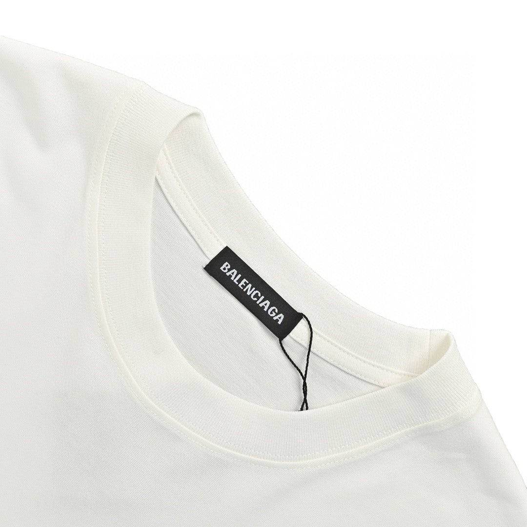 Balenciaga Graffiti Logo T-shirt - White Unisex Streetwear Limited Edition - This Balenciaga t-shirt features a minimalist design with a graffiti-style 'Balenciaga' logo on the chest.