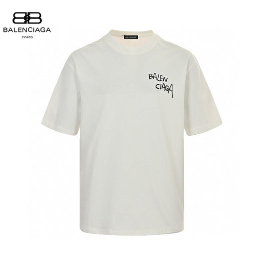 Balenciaga Graffiti Logo T-shirt - White Unisex Streetwear Limited Edition - This Balenciaga t-shirt features a minimalist design with a graffiti-style 'Balenciaga' logo on the chest.