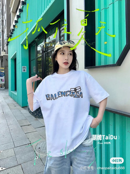 T-shirt à logo graphique Balenciaga (blanc)