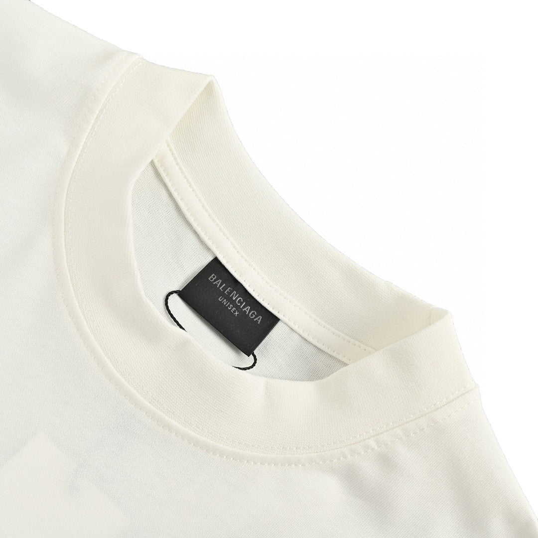 Balenciaga Graphic Print T-shirt - White Unisex Streetwear Limited Edition - <span>This Balenciaga t-shirt showcases a unique and eye-catching graphic print featuring a variety of logos