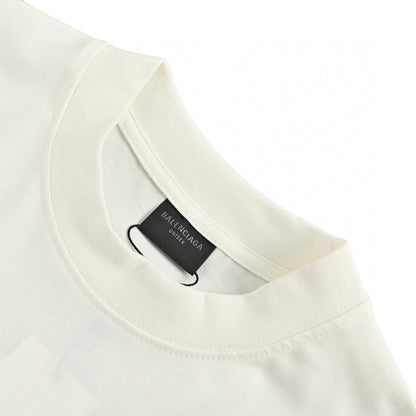 Balenciaga Graphic Print T-shirt - White Unisex Streetwear Limited Edition - <span>This Balenciaga t-shirt showcases a unique and eye-catching graphic print featuring a variety of logos