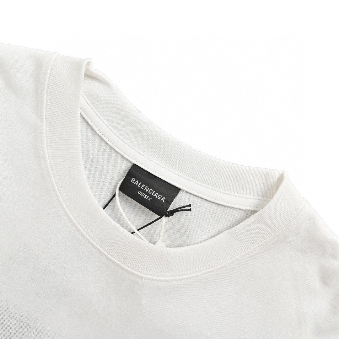 Balenciaga Graphic Print T-shirt - White Unisex Streetwear Limited Edition - The Balenciaga Graphic Print T-Shirt showcases a blend of minimalistic design and contemporary fashion. This