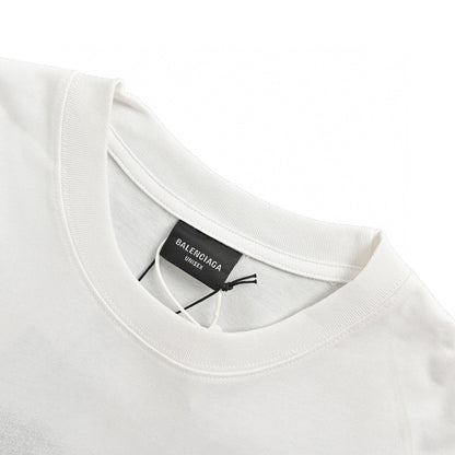 Balenciaga Graphic Print T-shirt - White Unisex Streetwear Limited Edition - The Balenciaga Graphic Print T-Shirt showcases a blend of minimalistic design and contemporary fashion. This