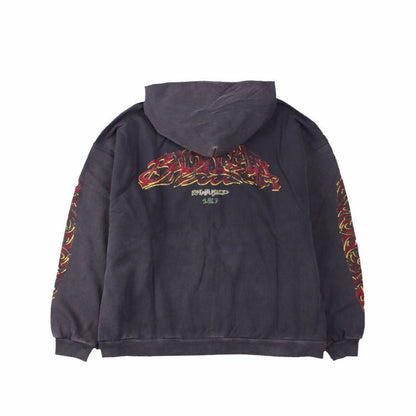 BALENCIAGA Zip-up Hoodie Washed - Grey Unisex Streetwear Limited Edition