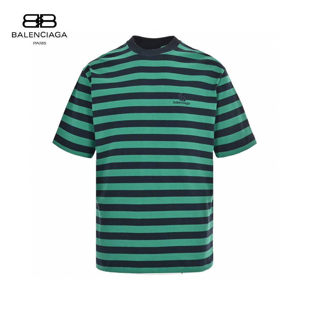 Balenciaga Green And Striped T-shirt - Black Unisex Streetwear Limited Edition - <span>This Balenciaga t-shirt features a stylish green and black striped pattern. Made from high-quality cotton,
