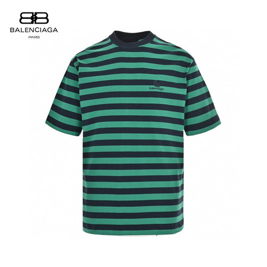 Balenciaga Green And Striped T-shirt - Black Unisex Streetwear Limited Edition - <span>This Balenciaga t-shirt features a stylish green and black striped pattern. Made from high-quality cotton,