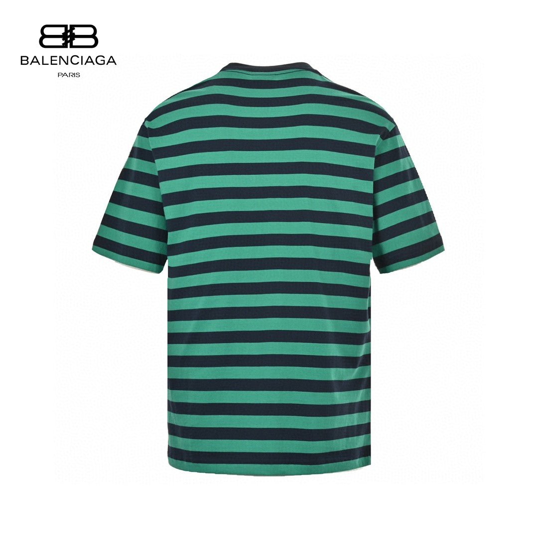 Balenciaga Green And Striped T-shirt - Black Unisex Streetwear Limited Edition - <span>This Balenciaga t-shirt features a stylish green and black striped pattern. Made from high-quality cotton,