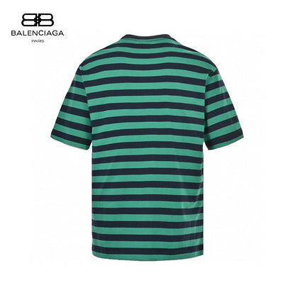Balenciaga Green And Striped T-shirt - Black Unisex Streetwear Limited Edition - <span>This Balenciaga t-shirt features a stylish green and black striped pattern. Made from high-quality cotton,