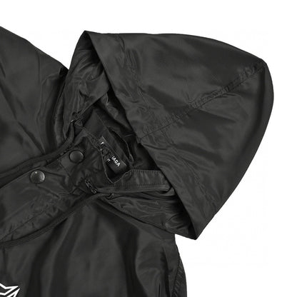 Balenciaga Hooded Windbreaker - Black Unisex Streetwear Limited Edition - This Balenciaga windbreaker features a sleek black design with a white logo on the chest.