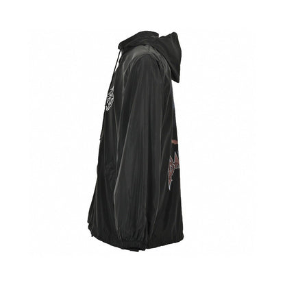 Balenciaga Hooded Windbreaker - Black Unisex Streetwear Limited Edition - This Balenciaga windbreaker features a sleek black design with a white logo on the chest.