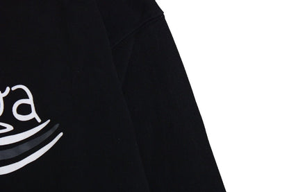 Balenciaga Hoodie - Black Unisex Streetwear Limited Edition - Black hoodie with white Balenciaga logo and wavy lines. Comfortable oversized fit. Features a front